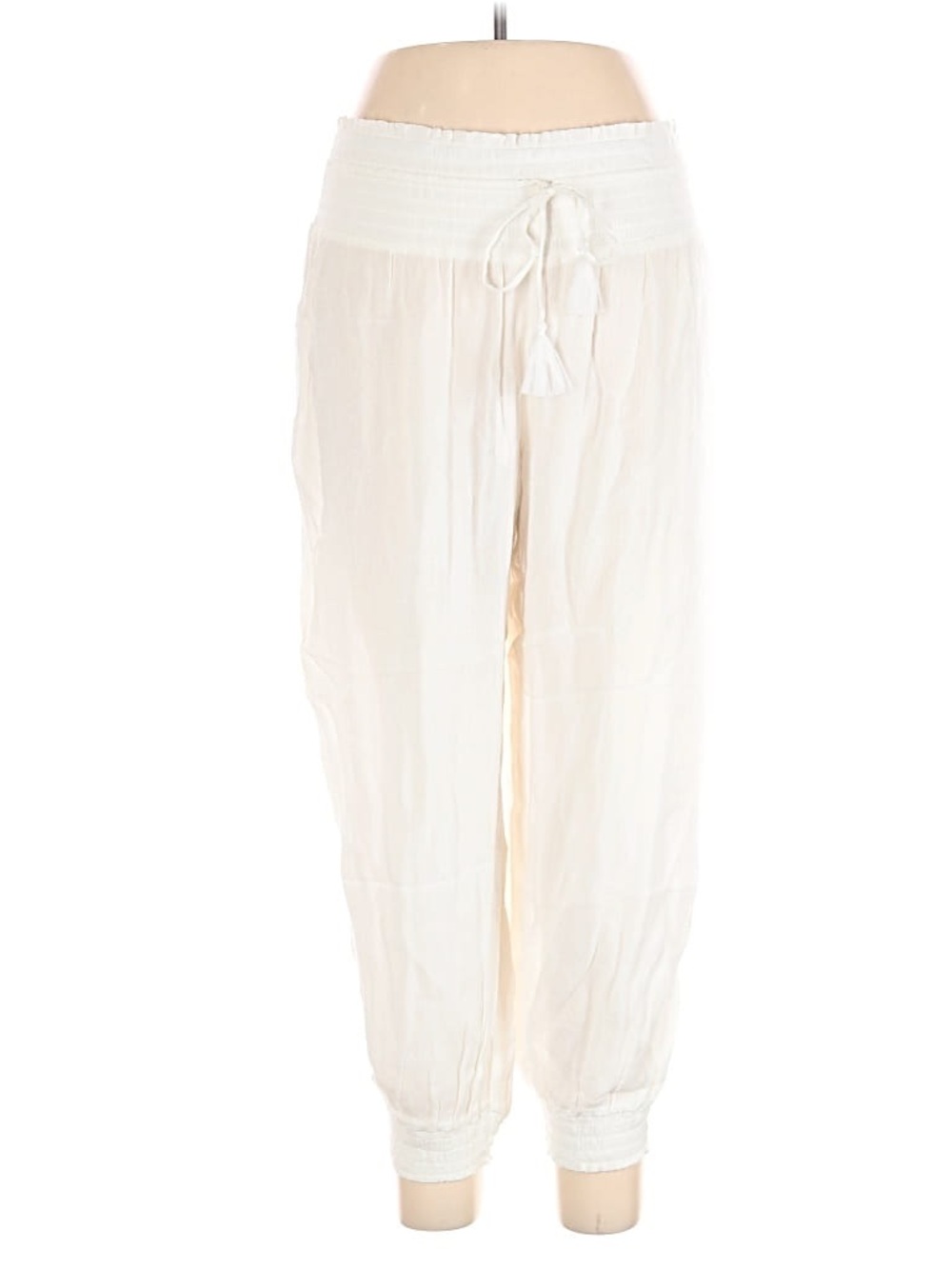 Aerie Linen-like Jogger Beach Pool Pants Small S Cream/White/Ivory